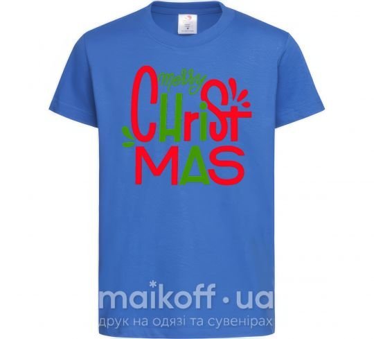 Детская футболка Merry Christmas text Ярко-синий фото