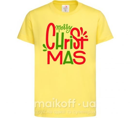 Детская футболка Merry Christmas text Лимонный фото