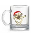 Чашка стеклянная Dabbing Christmas pug Прозрачный фото