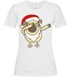 Жіноча футболка Dabbing Christmas pug Білий фото