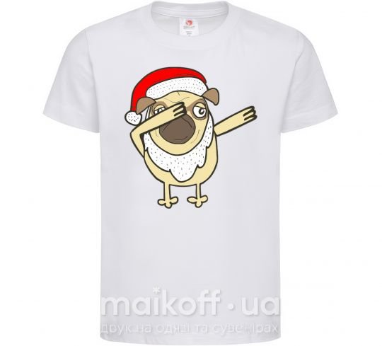 Детская футболка Dabbing Christmas pug Белый фото