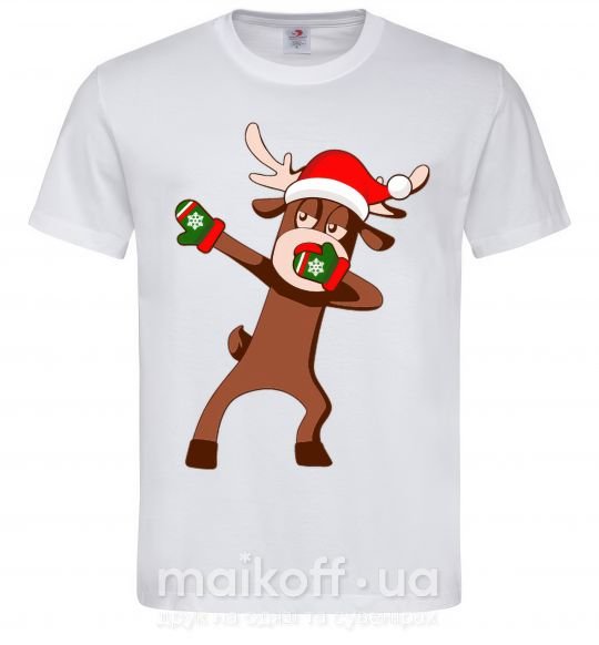 Мужская футболка Dabbing Christmas deer Белый фото