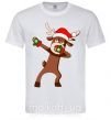 Мужская футболка Dabbing Christmas deer Белый фото
