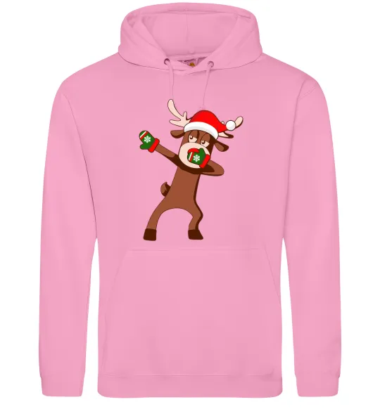 Мужская толстовка (худи) Dabbing Christmas deer Розовый фото