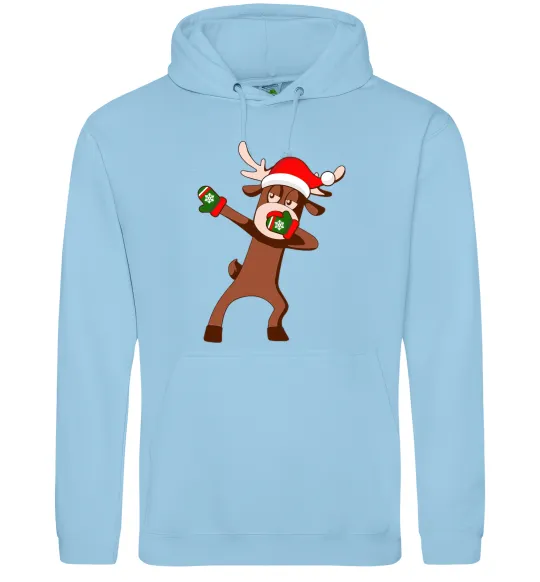 Мужская толстовка (худи) Dabbing Christmas deer Голубой фото
