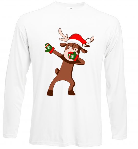 Лонгслів Dabbing Christmas deer Білий фото