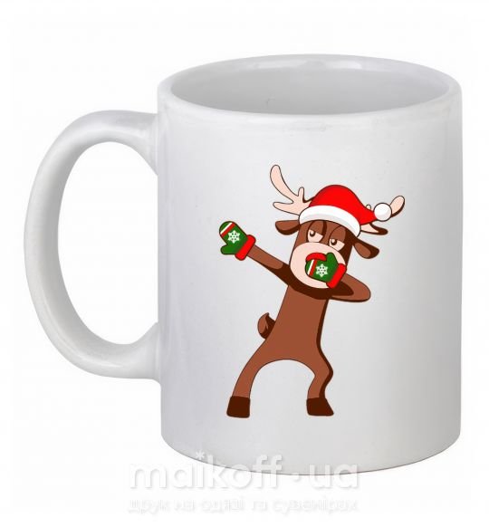 Чашка керамическая Dabbing Christmas deer Белый фото
