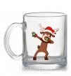 Чашка стеклянная Dabbing Christmas deer Прозрачный фото