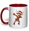 Чашка з кольоровою ручкою Dabbing Christmas deer Червоний фото