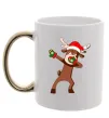 Чашка з кольоровою ручкою Dabbing Christmas deer Золото фото