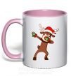 Чашка з кольоровою ручкою Dabbing Christmas deer Ніжно рожевий фото