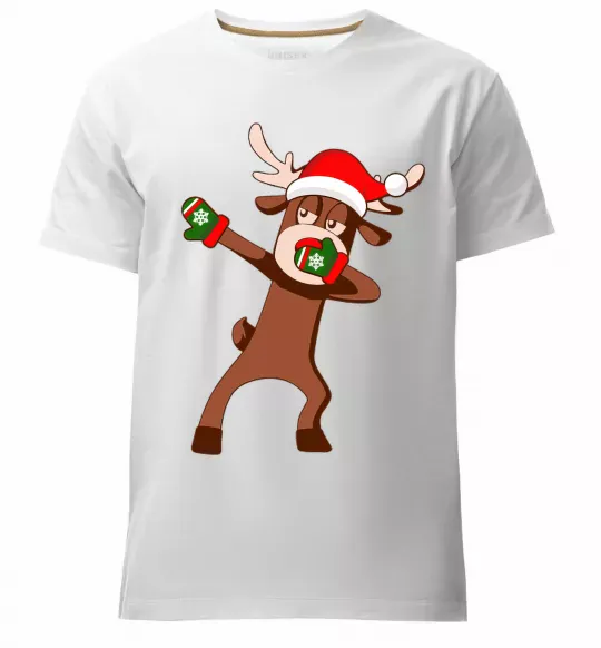 Мужская премиум футболка Dabbing Christmas deer Белый фото