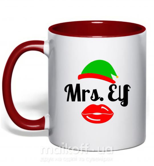 Чашка с цветной ручкой Mrs. Elf Красный фото