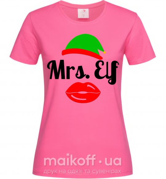 Жіноча футболка Mrs. Elf Яскраво-рожевий фото