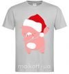 Мужская футболка Dabbing christmas pig Серый фото