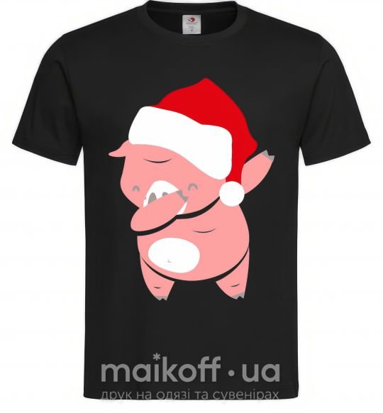 Чоловіча футболка Dabbing christmas pig Чорний фото