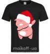 Мужская футболка Dabbing christmas pig Черный фото