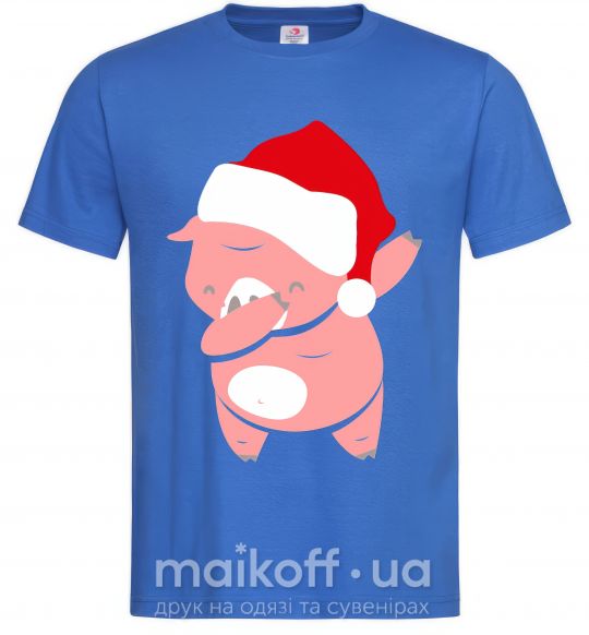 Мужская футболка Dabbing christmas pig Ярко-синий фото