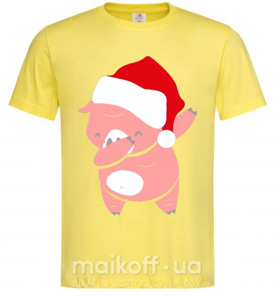 Мужская футболка Dabbing christmas pig Лимонный фото