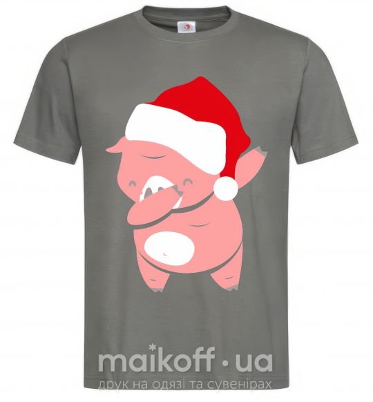 Чоловіча футболка Dabbing christmas pig Графіт фото