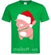 Мужская футболка Dabbing christmas pig Зеленый фото