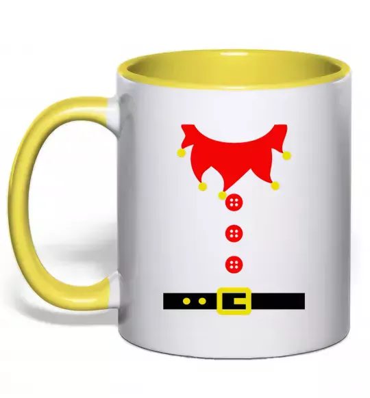 Чашка с цветной ручкой Костюм "Ельф" Солнечно желтый фото