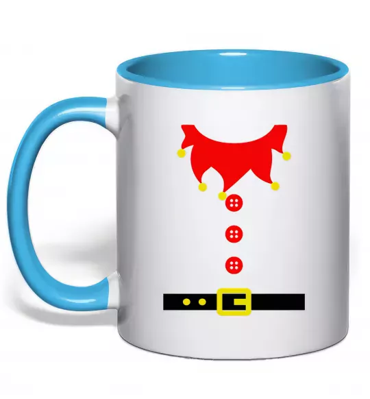 Чашка с цветной ручкой Костюм "Ельф" Голубой фото