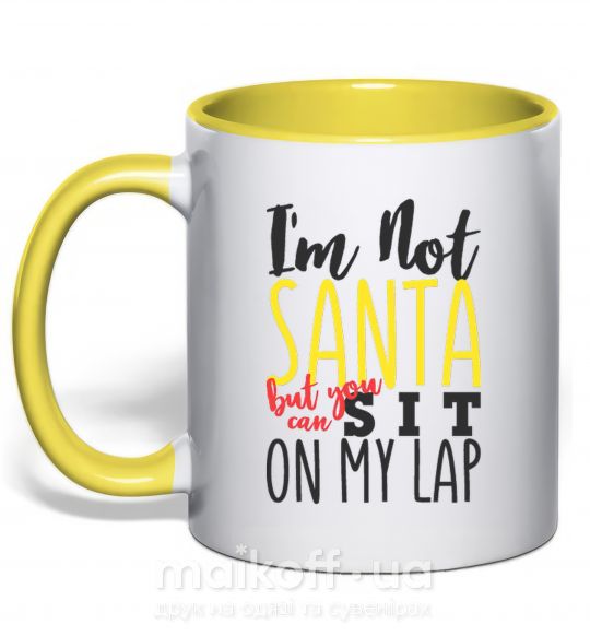 Чашка з кольоровою ручкою I'm not Santa Сонячно жовтий фото