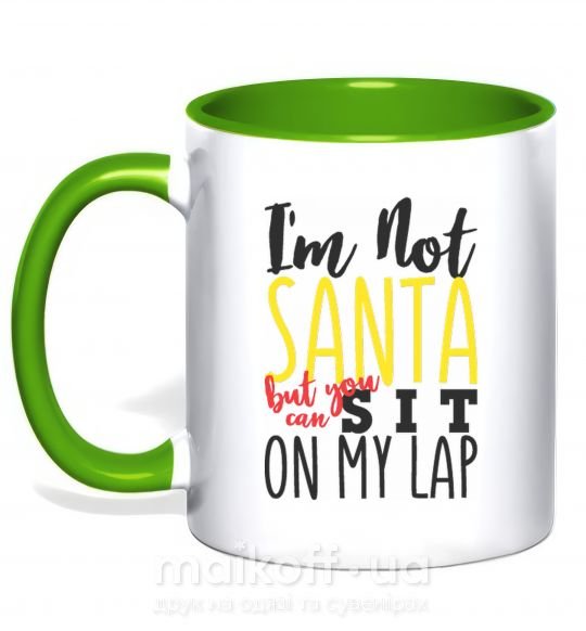 Чашка з кольоровою ручкою I'm not Santa Зелений фото