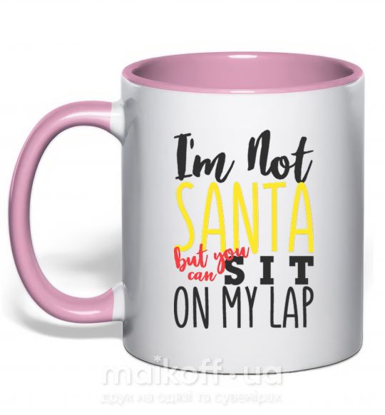 Чашка з кольоровою ручкою I'm not Santa Ніжно рожевий фото