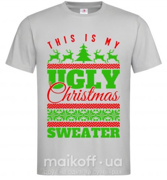 Мужская футболка Ugly Christmas sweater Серый фото