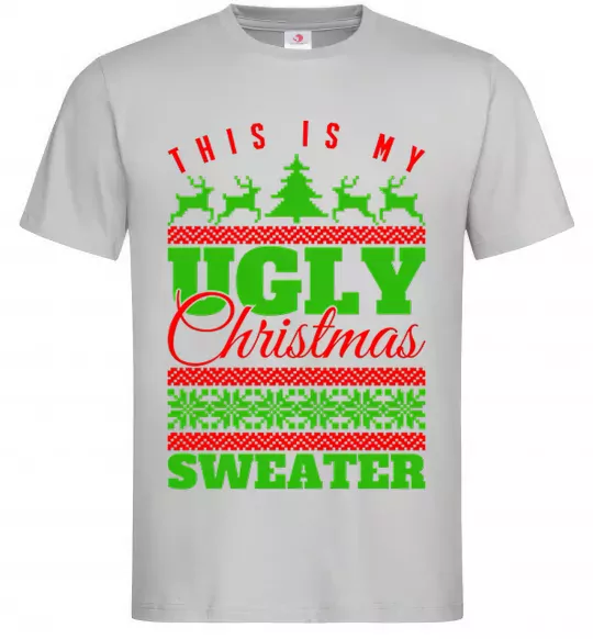 Мужская футболка Ugly Christmas sweater Серый фото