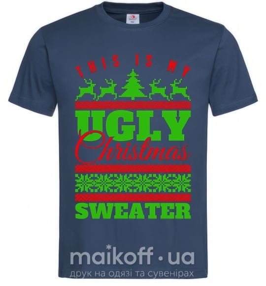 Мужская футболка Ugly Christmas sweater Темно-синий фото