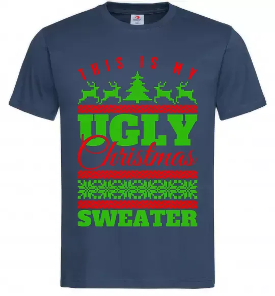 Мужская футболка Ugly Christmas sweater Темно-синий фото
