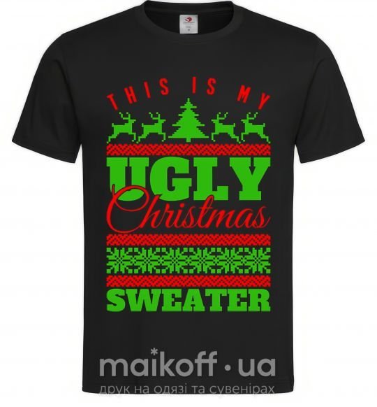 Чоловіча футболка Ugly Christmas sweater Чорний фото