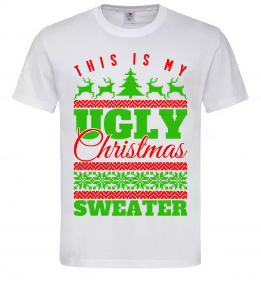 Мужская футболка Ugly Christmas sweater Белый фото