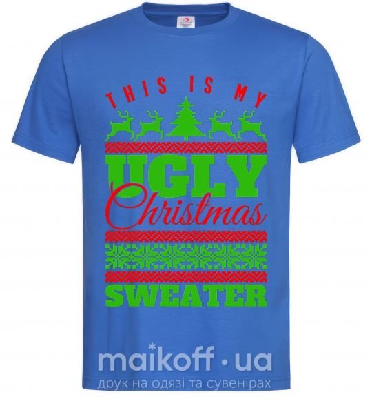 Мужская футболка Ugly Christmas sweater Ярко-синий фото