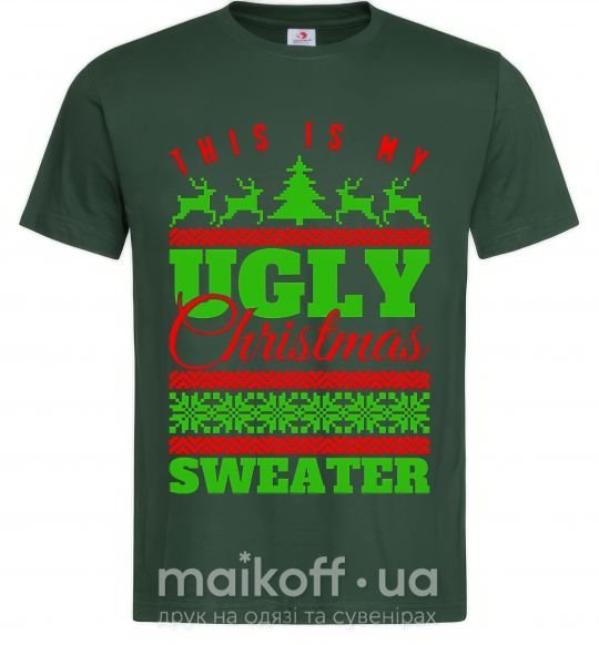 Мужская футболка Ugly Christmas sweater Темно-зеленый фото