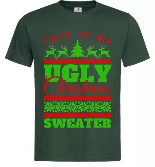 Мужская футболка Ugly Christmas sweater Темно-зеленый фото