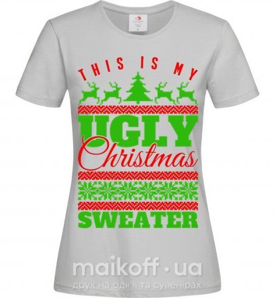 Женская футболка Ugly Christmas sweater Серый фото