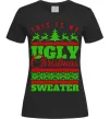 Жіноча футболка Ugly Christmas sweater Чорний Жіноча футболка Ugly Christmas sweater Чорний фото