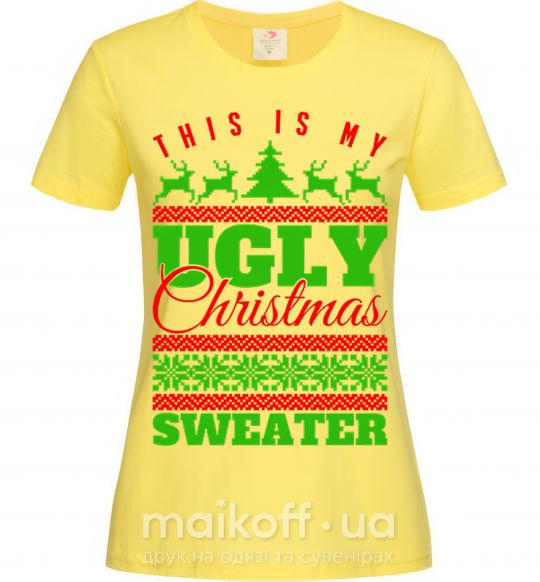 Жіноча футболка Ugly Christmas sweater Лимонний фото