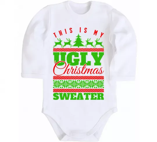 Дитячий бодік Ugly Christmas sweater Білий фото