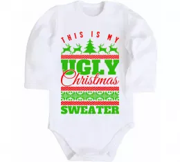Детский боди Ugly Christmas sweater Белый фото