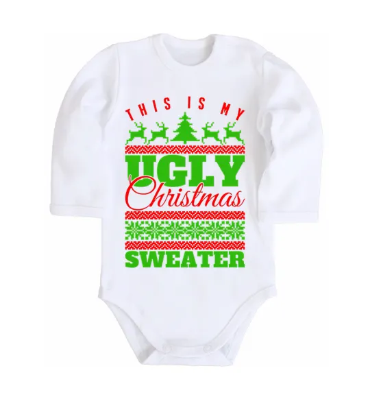 Детский боди Ugly Christmas sweater Белый фото