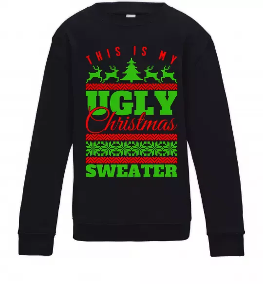 Дитячий світшот Ugly Christmas sweater Чорний фото
