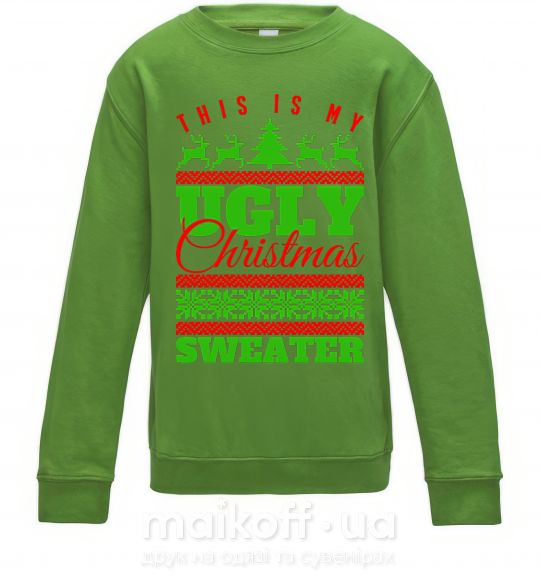 Детский Свитшот Ugly Christmas sweater Лаймовый фото