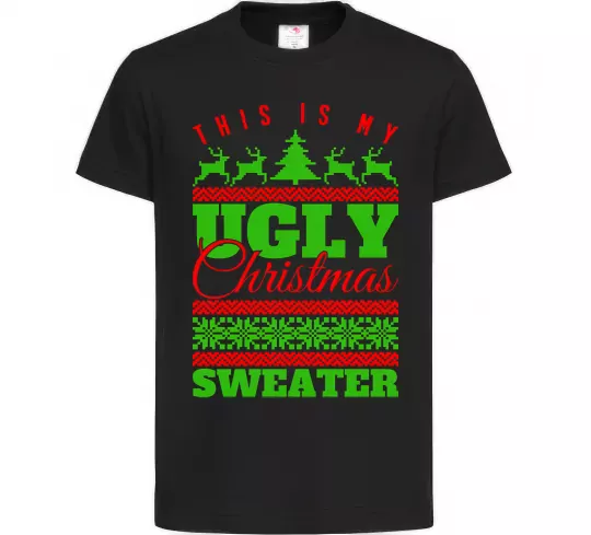 Детская футболка Ugly Christmas sweater Черный фото