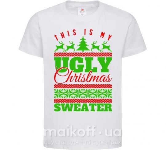 Дитяча футболка Ugly Christmas sweater Білий фото