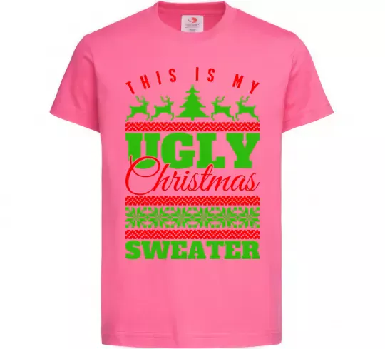 Детская футболка Ugly Christmas sweater Ярко-розовый фото